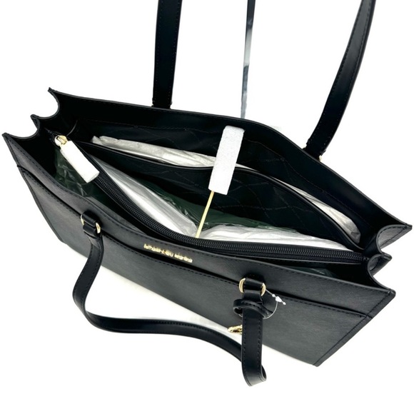 Michael Kors Large MF Pocket Shoulder Tote Bag & Continental Wallet Black/Gold - Picture 11 of 15